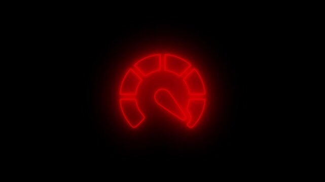 Red  Digital Speedometer Dashboard with Kilometer Mileage Counter Animation.