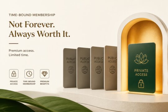 Premium access membership concept with private door and limited time offer