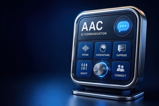 AAC communication device with AI interface and speech support buttons