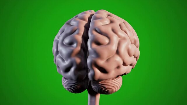 Detailed 3D CGI Medical Animation of Parietal Lobe Anatomy with Green Screen Background for Educational Use and Healthcare Applications
