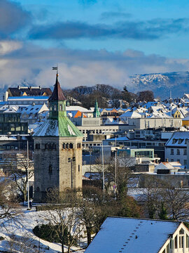 Beautiful photos of the city of Stavanger, Norway, in winter on a sunny day