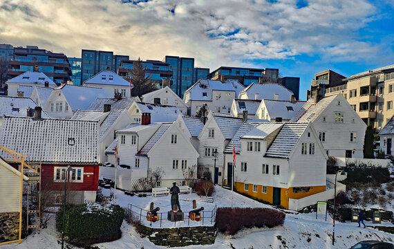 Beautiful photos of the city of Stavanger, Norway, in winter on a sunny day