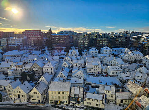 Beautiful photos of the city of Stavanger, Norway, in winter on a sunny day