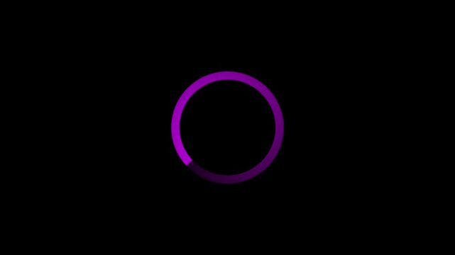 Animation of a loading spinning load wheel. Waiting for download. White circle on a black isolated.4K