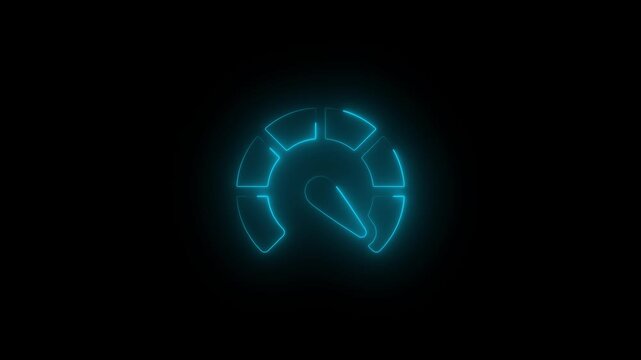 Blue Digital symbols at the speedometer. Car mileage, measuring kilometers. 