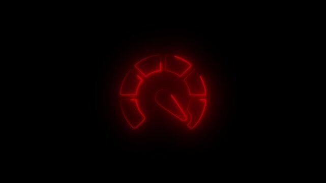 Red  Digital symbols at the speedometer. Car mileage, measuring kilometers. 
