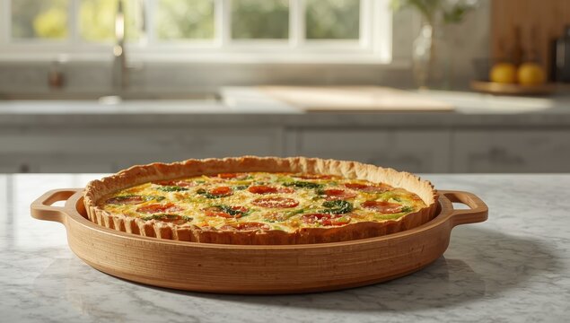 A quiche for breakfast in a dish