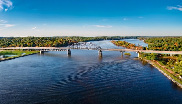 aerial view of bridge over fox river in green bay wisconsin