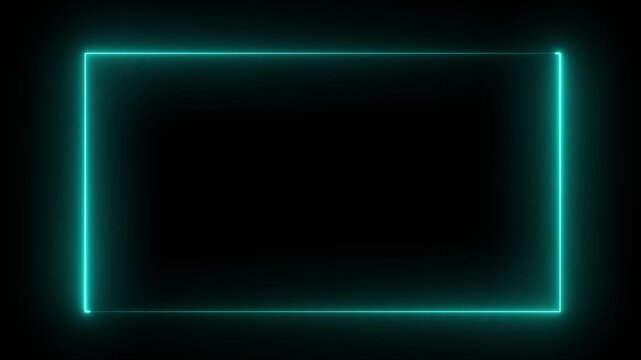 Animation of glowing neon rectangles abstract background. abstract glowing neon rectangle border frame. Square rectangle picture frame with two tone neon color motion graphic.