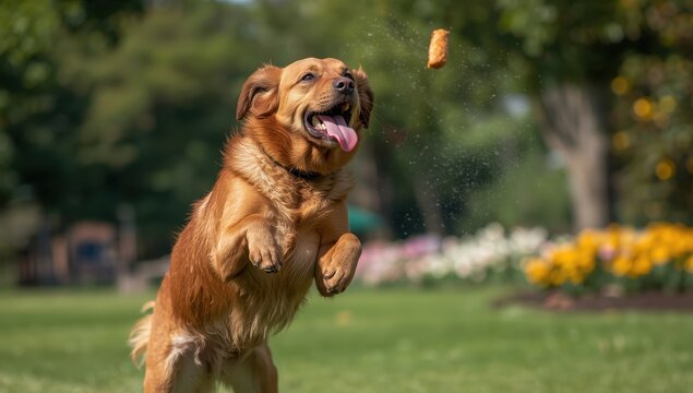 dog catches tasty treat mid-air and makes a face