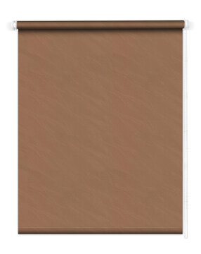 Brown roller blind rolled up, minimalist design