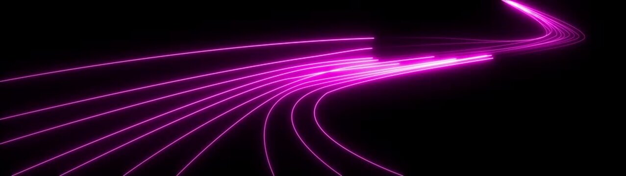 Abstract neon pink light trails flowing in dark space, futuristic digital data stream background, glowing energy lines motion
