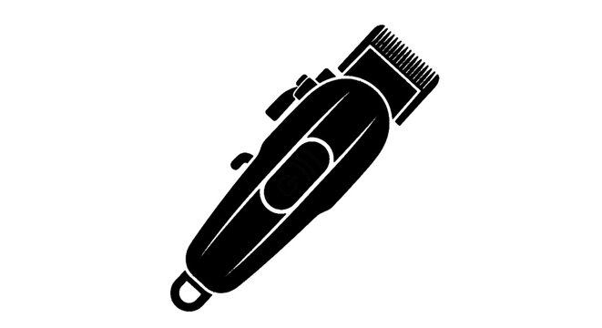 Minimal black silhouette icon, simple flat vector, bold black shape, no, no shading black silhouette icon of a hair clipper on a, flat icon style