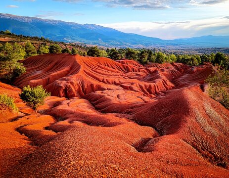 red clay terrain kokkinopilos preveza near preveza city in epirus region greece