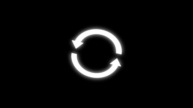 3D render of a white refresh cycle icon with rotating arrows. Sync, restart, or update progress concept element on a transparent alpha channel