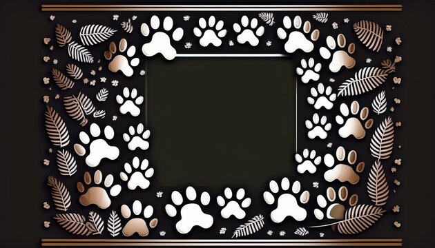 square animal paw print frame silhouette