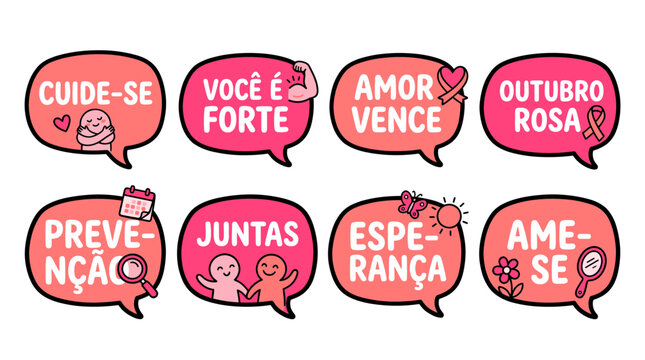Breast Cancer Awareness Month Messages In Portuguese With Cute Illustrations