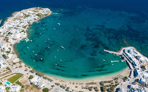 Aerial view of Pollonia town. Milos island, Greece