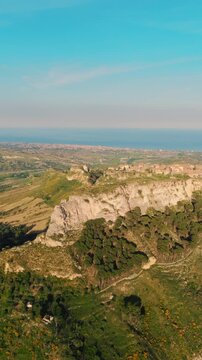 Gerace Historic Village in Italy near the Mediterranean Sea aerial
