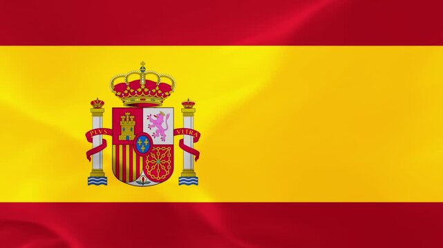 Waving Spanish Flag with Coat of Arms