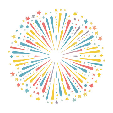 Colorful firework illustration with stars and sparks