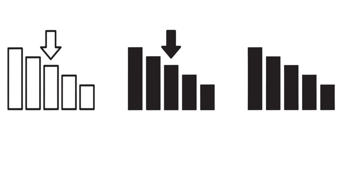 Bar chart icons with downward trend