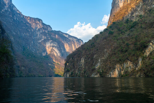 Sumidero Canyon at sunset, Chiapas, Mexico.
