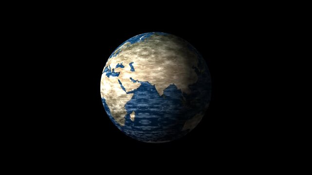 3D render of a stylized globe model with painterly textures spinning smoothly. Creative ecology, geography, or global travel concept on a transparent alpha channel