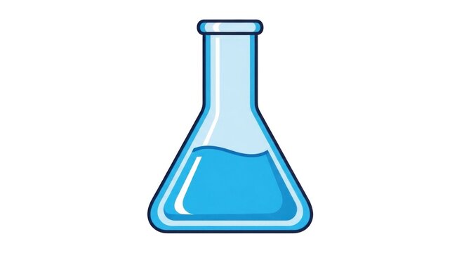 Laboratory Erlenmeyer Flask with Blue Liquid.