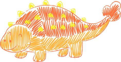 Dinosaur Walking Crayon Sketch © Pavlo Syvak