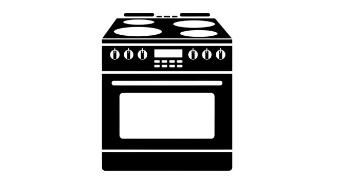 Minimal black silhouette icon, simple flat vector, bold black shape, no, no shading kitchen stove icon, vector illustration of a modern electric range on a, flat icon style