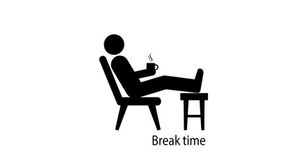 Fototapeta premium Person relaxing in chair with coffee cup and footrest.