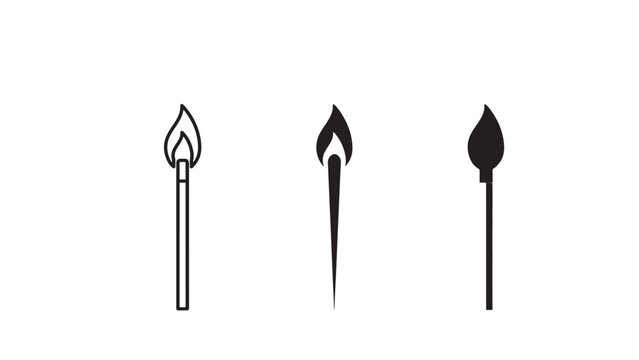 Minimalist burning and extinguished match icons