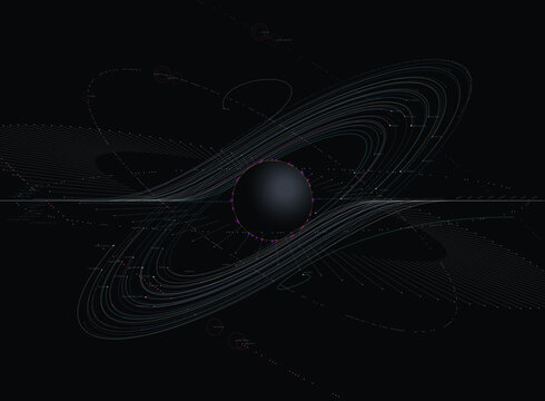 Solar System Orbital Map Dark Background Scientific Data Visualization