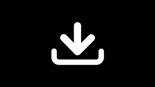 Minimalist black download icon animation isolated on a clean white background for user interface design loading and saving motion graphics