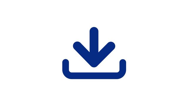 Minimalist black download icon animation isolated on a clean white background for user interface design loading and saving motion graphics
