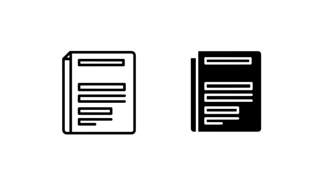 Professional business document and report paper icon set for office management with document
