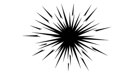 Fototapeta premium Minimal black silhouette icon, simple flat vector, bold black shape, no, no shading comic book style radial burst effect on a, flat icon style