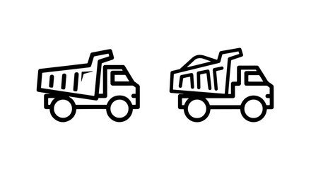 Simple dump truck icons for construction industry with construction machinery transport delivery © Al Rafi