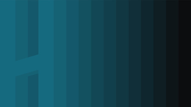 Sleek geometric teal blue letter H background with vertical stepped gradient stripes fading into black. Perfect for corporate tech and modern web design