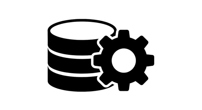 Minimal black silhouette icon, simple flat vector, bold black shape, no, no shading database settings icon, server configuration symbol on a, flat icon style