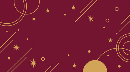 Elegant maroon background with luxury golden geometric lines and stars for festive celebrations © The blitz