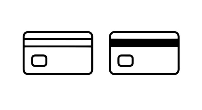 Credit card payment method icons featuring outline and solid designs transaction shopping