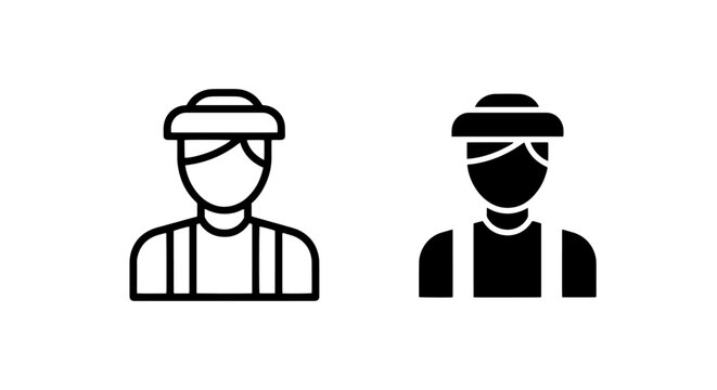 Farmer occupation icon outline and solid set with agricultural occupation profession agriculture