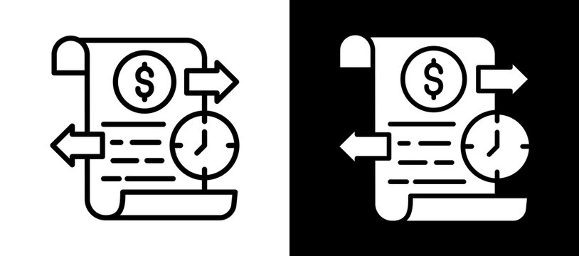 Transaction History Icon Set In Black And White Filled Style Collection