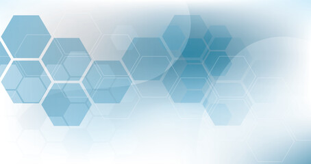 Obraz premium Abstract Blue Hexagon Technology Background For Medical Science, Healthcare, Digital Network And Innovation