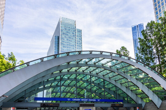 Canary Wharf is a central business district in London, England, located in the Isle of Dogs, Tower Hamlets. Shot 13 June 2026.
