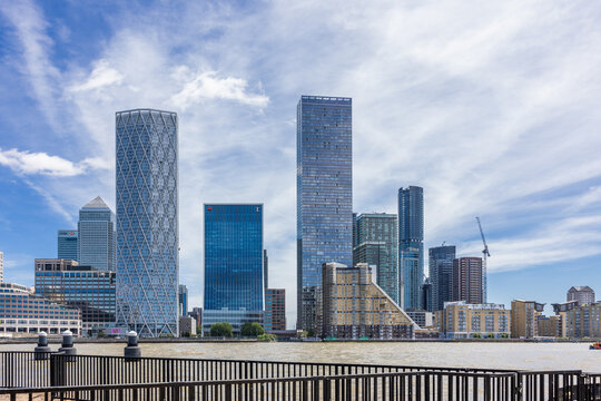 Canary Wharf is a central business district in London, England, located in the Isle of Dogs, Tower Hamlets. Shot 13 June 2026.
