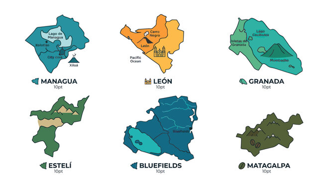 Nicaragua Map Infographic: Major Cities and Regions