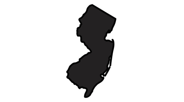 New Jersey state outline map, black silhouette on white background